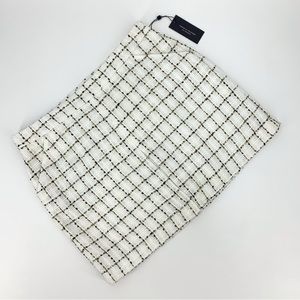 Tommy Hilfiger NWT Ivory Black Gold Plaid Tweed Mini Pencil Pocketed Skirt, 16